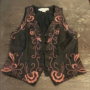 Vintage Black Vest with Embroidery size 8